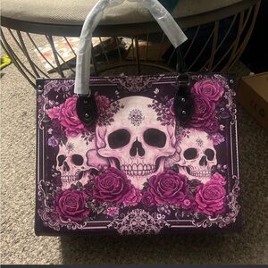 Skull Black and Pink Tote Bag